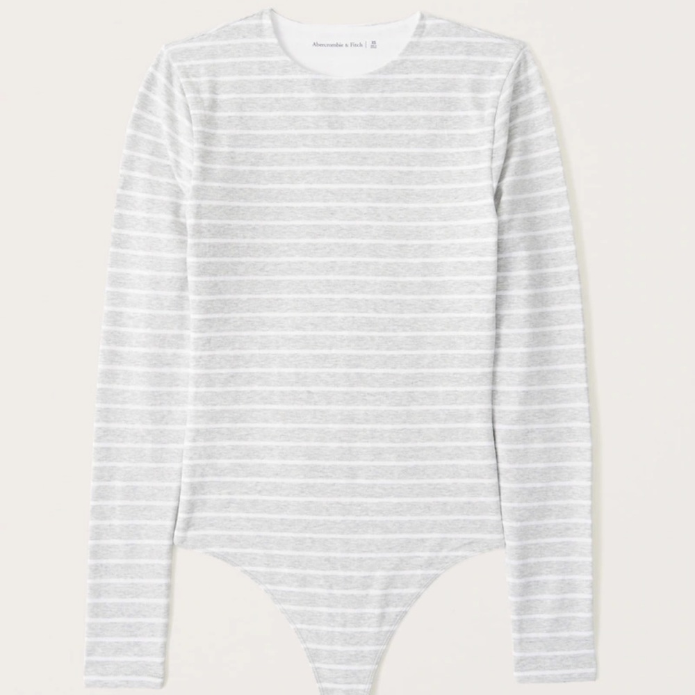 Abercrombie&Fitch Cotton Seamless Fabric Striped Crew Bodysuit